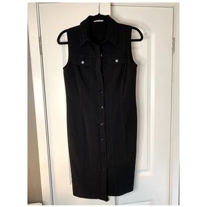 Calvin Klein Black Collar Sleeveless Dress
